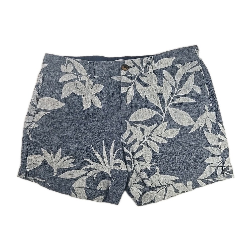 Womens Shorts 12 Old Navy Everyday Short Blue Tropical Print Linen Trouser Short
